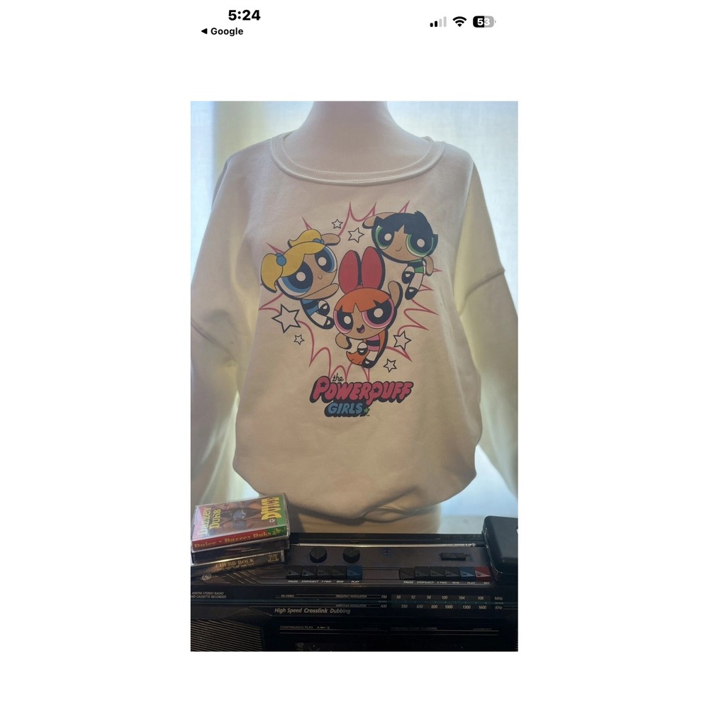 Powerpuff Girls Graphic Sweatshirt Jerry‎ Leigh White Crewneck JT24938 Medium